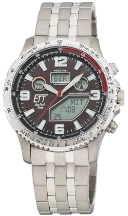 ETT Eco Tech Time Funk Solar Herren Uhr Analog mit digitalem Datum mit Titan Armband EGT-11720-22M