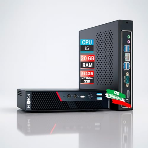 MYKA Mini PC de sobremesa MD100, Core i5 12a Gen, 20 GB RAM DDR4, 512 GB SSD NVMe, sistema operativo Pro, WiFi 2.4/5 GHz, USB-C, HDMI, soporte VESA, negro