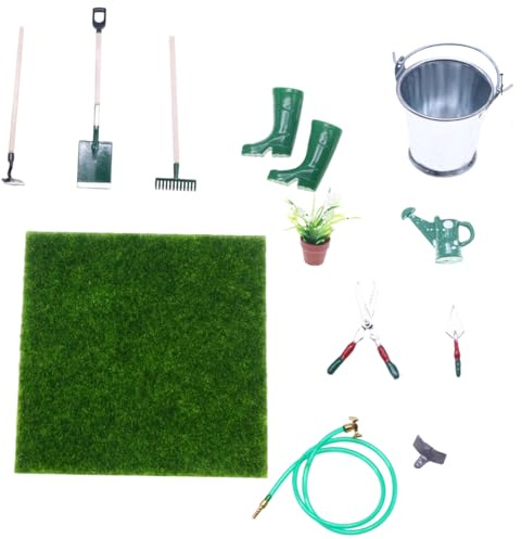 Decorazione da giardino in miniatura | Figure con rastrello e pala | Set di 12 pezzi di accessori per giardino fatato - Per collezionisti ragazze bambini cortile paesaggio casa Natale compleanno festa