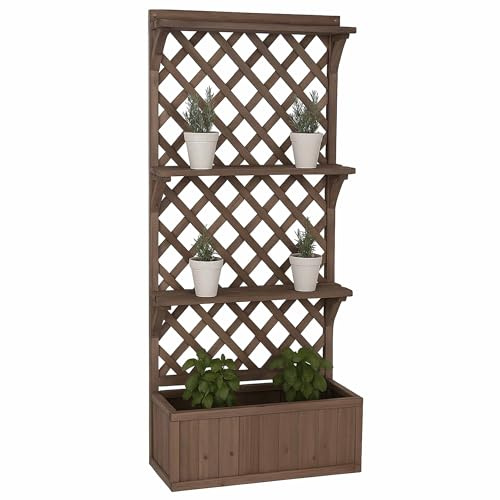 Mendler Hochbeet HWC-P69 177x77x33cm Holz - braun | Pflanz-/Blumenkasten, Pflanzkübel, Rankgitter, Spalier, Ablagefläche, FSC®