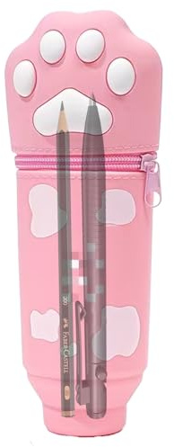 Cat Paw Pencil Case – Large Capacity Portable Silicone Case Cute Cartoon Style | Stationery Storage Organizer for Scissors, Correction Tape Eraser, Sticky Notes School