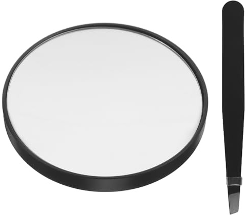 DECOMELODY Espejo de Maquillaje Portátil con Aumento 30X Espejo de Aumento de Viaje con Ventosa Compacto y Ligero en Color Negro con Pinzas Incluidas Adecuado para Retoques Precisos en