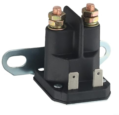 Solénoïde de démarreur 435-036 de rechange pour tondeuses Scotts L100 L110 L118 L120 L130 Compatible avec AM130365 AM132990 AM133094 AM138497 AUC10907, plastique noir + or + interrupteur électrique en