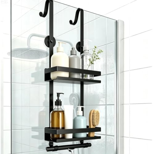 LCSHENGMIN Duschablage zum Hängen, Duschablage Ohne Bohren Badezimmer Organizer, Badregal Duschregal Ohne Bohren, Duschregal aus Edelstahl für Dusche, zum Aufhängen Über der Tür, für Shampoo, Seife