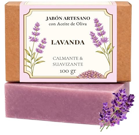 CABRERIZO SOAP-Jabon Lavanda Natural Artesanal – Pastilla Jabon Aceite de Oliva para Cara, Cuerpo y Manos, jabón Vegano Sin Parabenos, Jabones Naturales Artesanos Perfumados - Jabones para Regalar