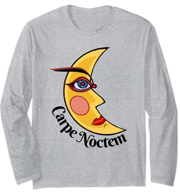 Frase Latina Carpe Noctem Nocturnal Sexy Luna Halloween Manga Larga