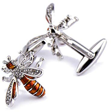 Daesar Hochzeit Manschettenknopf für Männer Bienen mit Zirkonia Silber Edelstahl Herren Manschettenknöpfe Hochzeit Geschäft Geschenk mit Box