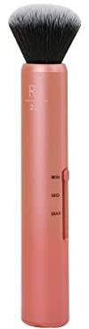 Real Techniques Custom Complexion Foundation 3-in-1 Brush, Custom Slide For Foundation & Concealer, 3 Settings For Sheer, Medium, or Focused Application, Travel-Size Kabuki, Cruelty-Free, 1 Count