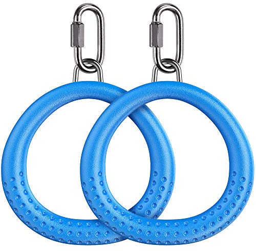 Dolibest Turnringe Schaukelringe Kletterringe Ninja Parcours Hangelgriffe | Hangelparcour Hindernisparcour,Klettergerüst Sprossenwand Klimmzug Ninja-Line Zipline Slackline,Karabiner,Rutschfest