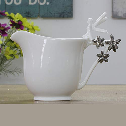 XXXXW Jarrita de Leche Creamer, de cerámica con Mango, café Leche Creamer, Pitcher/Serving Pitcher/Salsa Pitcher/Leche Creamer, Jug/Barco de Salsa for la Cocina Jarrita para la Leche/Salsera