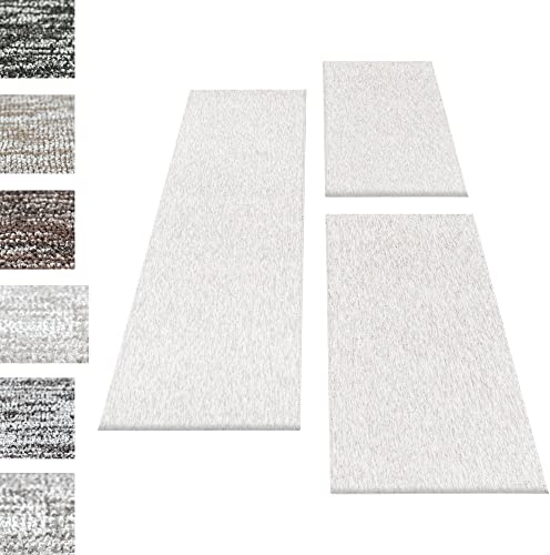 Kortlugg matta set sovrum sänginramning 4 mm lugghöjd 3 delat set, färg: kräm, sängset: 2 st 80 x 150 + 1 x 80 x 250