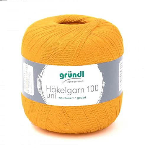Häkelgarn 100 Gründl 100% Baumwolle, Filetgarn,häkeln, 100g 566 m,NS -2,Stärke 10 (134 orange)