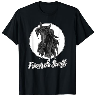 Friese schwarz Pferd reiten Reiterin Reiter für Herren Damen T-Shirt