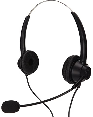 Headset med Mikrofon, H360D - 2,5 Binaural Business Headset 2,5 Mm Plugg Svart Volymjustering Brusreducerande Telefonheadset för Kontorssamtal för Telefonkonferenser