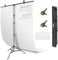 EMART White Background with Stand, 1.5x2.0m(5x7ft) Whitescreen with 1.5x 2.6m(5x 8.5ft) T-Shape Backdrop Support, Photography Studio Kit for Photoshoot Photo Video Recording Party
