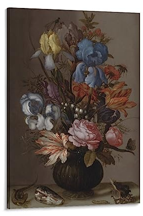 Balthasar Van Der Ast Art Print Poster Floral Botanical Still Life Poster Print Photo Art Painting Canvas Poster Home Decorative Bedroom Modern Decor Posters Gifts 16x24inch(40x60cm)