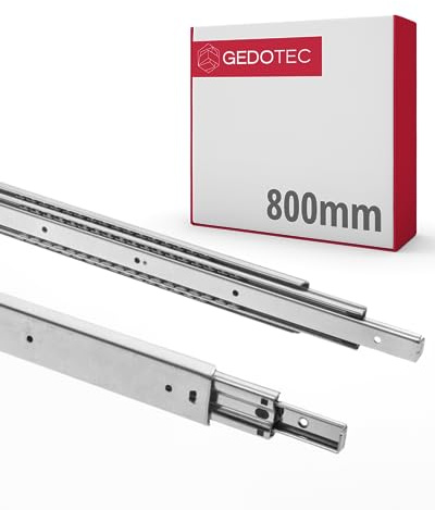Gedotec Schubladen Auszugsschienen mit Kugelführung VOLLAUSZUG | STRONG | 1 Paar - Schubladenschienen aus Stahl Rollenauszug - Teleskopschienen 800 mm | Schienensystem Verzinkt | Tragkraft 100 kg