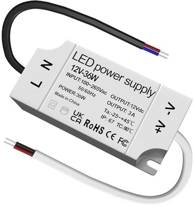 Bonlux LED Trafo 12V, Trafo 230V auf 12V LED 36W 3A, IP67 Wasserdicht Kleinformat LED-Treiber Netzteil LED Transformator 12V Driver für MR16 GU5.3 MR11 G4 Glühbirnen LED Strip Indoor/Outdoor