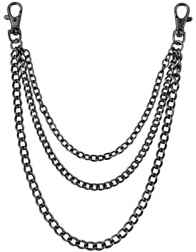 Tiong Pants Chain Key Clip Jeans Belt Wallet Pocket Trousers Chains Hip Hop Punk Goth Accessories for Men Women(Black)