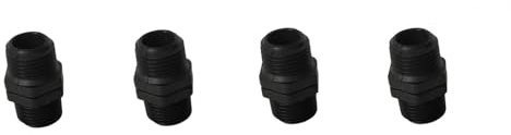 PP Gewindefitting Schwarz PN10 Fittings Nippel Doppelnippel AG 4 Stück (1/2 Zoll)