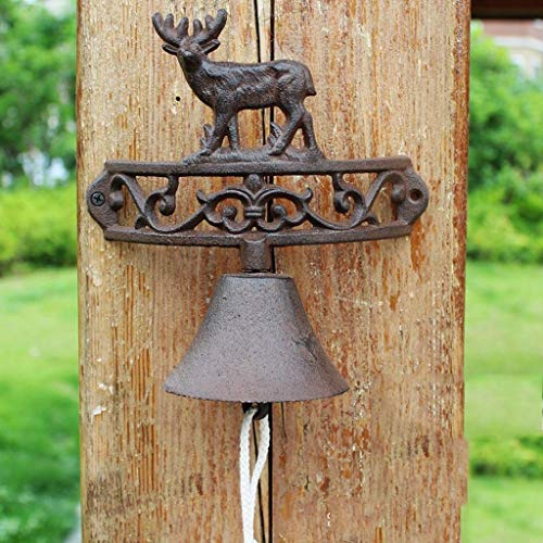 Skipdr Cast Iron Bell - Welcome Entry Door Bell Antique Doorbell Decoration Front Door Interior Exterior Decor Black Wrought Iron doorbell Manual doorbell Personality Villa Decoration Outdoor Decora