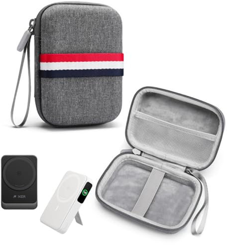 Tragetasche für Anker MagGo Power Bank 10000mAh/Ultra-Slim 10,000mAh magnetisches Akkupack, Reiseetui Sturzsicher & Wasserdicht (Grau)