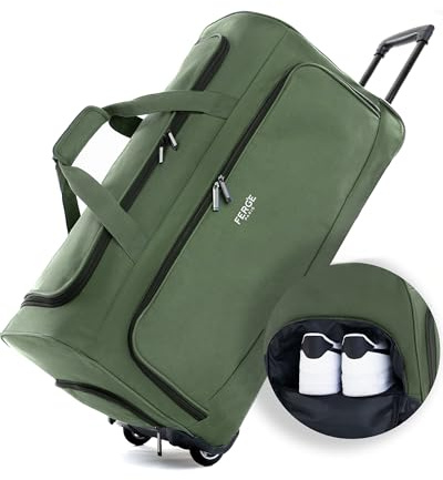 FERGÉ große Trolley Reisetasche mit Rollen Sporttasche Paris mit Schuhfach Weichgepäck Weekender 93 L für Männer & Frauen