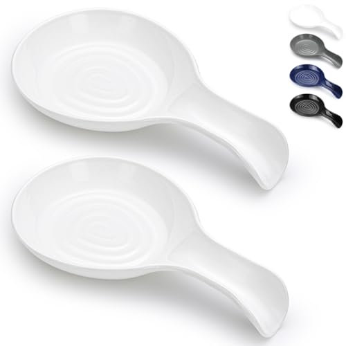 Kyraton Spoon Rest 2 Pack, Plastic Spoon Holder Kitchen Rest, Kitchen Utensil Rack for Spoons, Tongs, Spatulas, Spoon Rack for Hob, Dishwasher Safe