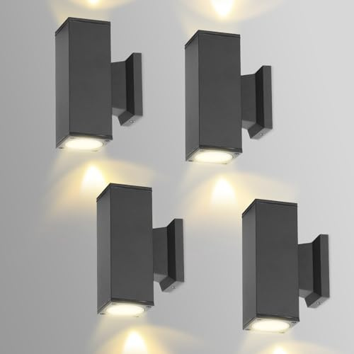 Aigostar Aplique Pared Interior/Exterior, GU10 Lámpara Pared IP65 Impermeable, Luz Para Patio, Jardín, Balcón, Dormitorio, Pasillos (4 Paquetes Sin Bombillas)