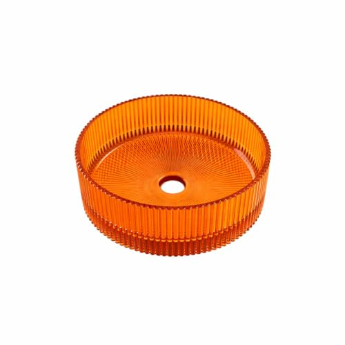 BAIKAL Lavabo à poser rond en verre champagne 36 x 36 x 11 cm sans trou pour robinet