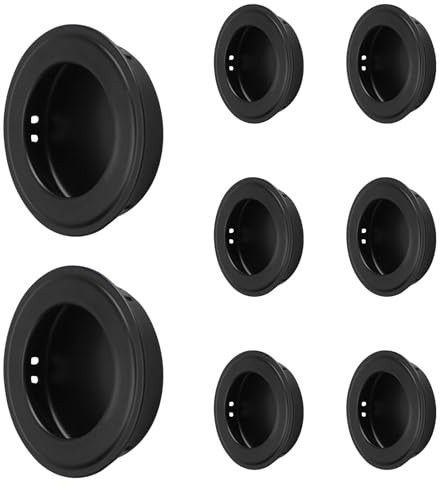MOROBOR Lot de 8 poignées de porte rondes encastrées noires en acier inoxydable pour placard, armoire, tiroir, commode