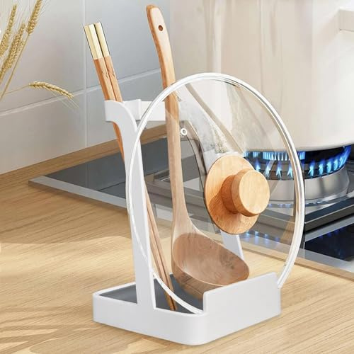 Figarge Topfdeckelhalter Multifunktionaler Küchenutensilienablage Küchenorganizer Löffelablage Topfdeckelablage und Besteckablage Kochlöffelablage für Küchenutensilien