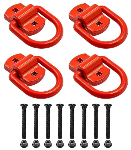 Hsthe Sea 4 Piezas Anillo en D de 1/2 con Ojal, Anillo en D con Tornillos, Punto de Elevación Atornillable 5400 kg, Ganchos de Anillo de Montaje, Ideal para Cargas Pesadas y Terrenos Difíciles