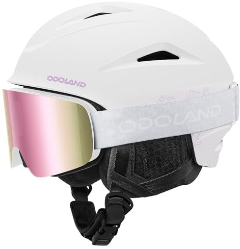Odoland Skihelm und Skibrille Set Snowboardhelm mit Snowboardbrille für Damen und Herren und Jugend Ski Goggles UV 400 Schutz Windwiderstand Snowboard Brille zum Skifahren und Bergsteigen