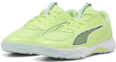 PUMA Accelerate Jr 4 Handballschuh für Kinder, Unisex, Fizzy Light Green Terrain, Weiß, 35 EU