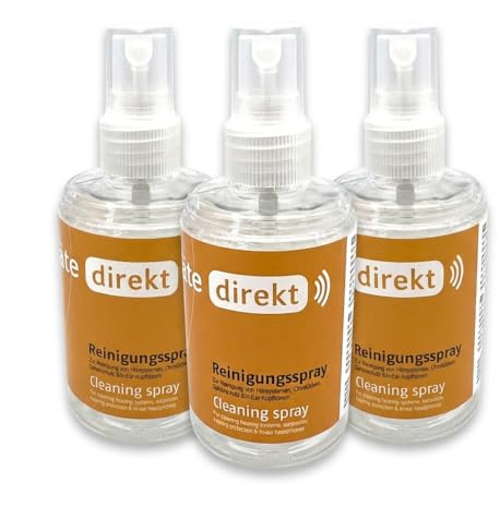DIREKT Reinigungsspray - 3x 100 ml Pumpflasche mit Zerstäuber - Für Hörgeräte, Ohrstücke, Gehörschutz & In-Ears - Schonende & Gründliche Reinigung
