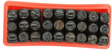Lurrose 36 Pièces Outil de poinçon en Acier Boite Rangement Caisse Rangement Lettres Crayons feutres pointeau caissons de Rangement d'artisanat en Cuir