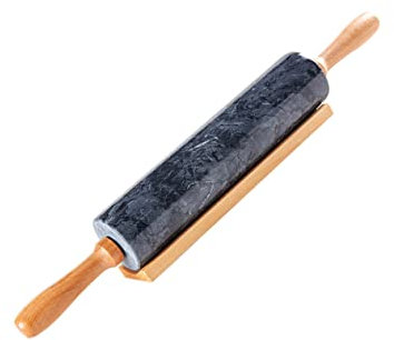 SHOWERORO Mattarello in Marmo Per Pasta Manico in Legno Mattarello Da Cucina Resistente E Durevole
