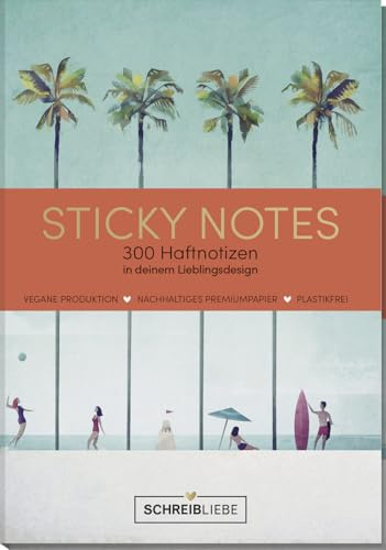 Korsch Verlag Sticky Notes Summer vegan - Notizzettel-Set, selbstklebende Haftnotizen mit 300 Sticker insgesamt - 10,5 cm x 15,2 cm - SchreibLiebe