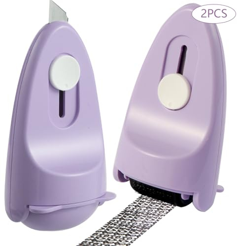 Wejoin Identity Theft Protection Roller Security Stamp 2Packs - Guard Your ID with Refillable Ink, Built-in Cutter & Flip Cover Design, Compact Privacy Safety Tool for Document, Mail, etc. (Purple)