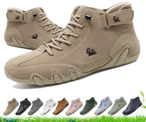 LOVEWLVNCL Vogldeck - Zapatos ortopédicos Impermeables y Transpirables for Hombre y Mujer - Botas Chukka Ligeras, Informales, Hechas a Mano, for Senderismo, Trabajo y Uso Diario.(Caqui,42 EU)