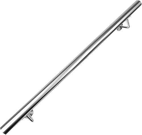 AMDBRAIL Edelstahl Handlauf Treppengeländer Geländer Wandhandlauf Wand Treppe mit Wandhalterung und Endkappen, Treppengeländer Innen und Außen für Treppen, Brüstung, Balkon, Länge: 160 CM