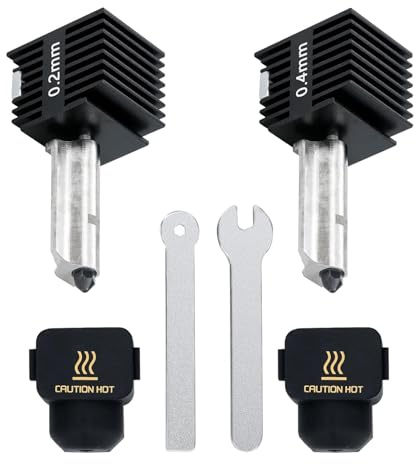 2 pezzi Kit hotend 0,2mm+0,4mm per Bambu Lab A1/A1 Mini, Kit hotend aggiornato per Bambu Lab A1/A1 Mini stampante 3D, gruppo hotend 0,2/0,4mm ugello in acciaio temprato e spugna in silicone