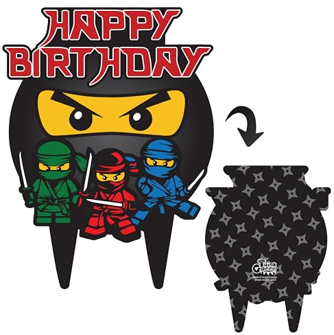 Ninja Go Blocks Birthday Cake Topper Cupcake Building Bricks Party