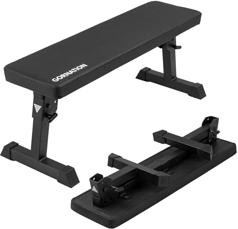 GORNATION Banco de Musculación Plegable para Entrenamiento en Casa, Banco de Entrenamiento de Pesas Multifunción, Soporta 300 kg, Banca de Fitnes para Gimnasio en Casa, Ideal para Barra y Mancuernas