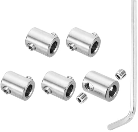 PATIKIL 8 mm hål vajer klämmor set, 5 st 304 rostfritt stål dubbla hål lås kabel klämmor klämma med sexkantsskruvar nyckel för vajermontering, silver