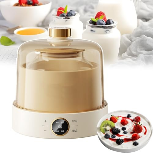 Yaourtière Entièrement Automatique, Grande Capacité : 1 L, Temps Réglable : 8-12 H, 4 Modèles + Affichage LED, Arrêt Automatique, Pour Yaourt, Natto, Kimchi, Riz Au Vin,1L