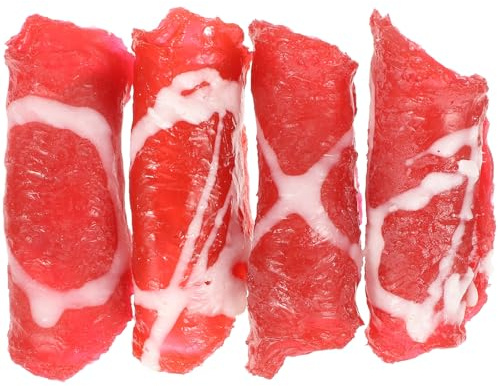 HOOTNEE Rouleaux de Viande Simulée Réalistes 4 Pièces en PVC pour Garçon et Filles et Décoration de Restaurant, Modèle Alimentaire Factice pour Jeu Cuisine et Fête Éducative