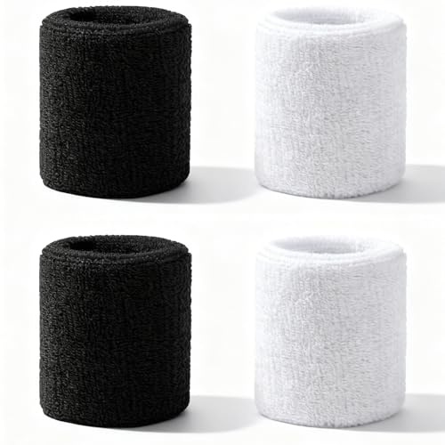 4 stycken svettband handled skyddande absorberande svettband elastiskt svettband fitness arm sport armband för gym basket tennis löpning