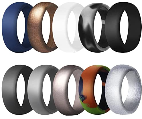 PAMTIER silikon vigselring för män prisvärd silikongummiband 10-pack, Silikon Gummi